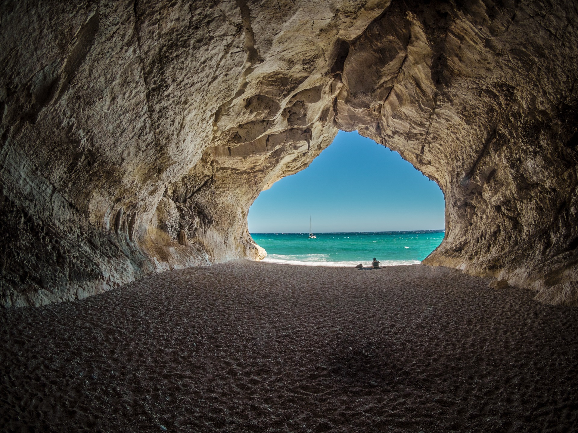 a grotto beach looking out to the ocean